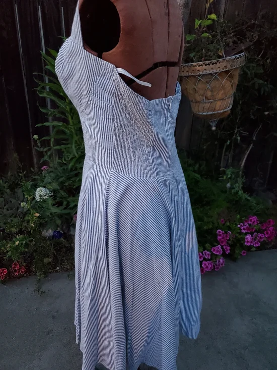 Trashy Diva Blue and White Striped Halter Fit-and-Flare Midi Dress - Picture 6 of 8